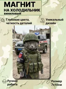 Магнит на холодильник, кот военная полиция