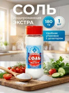 Соль ТДС поваренная пищевая экстра йодированная, 180 гр