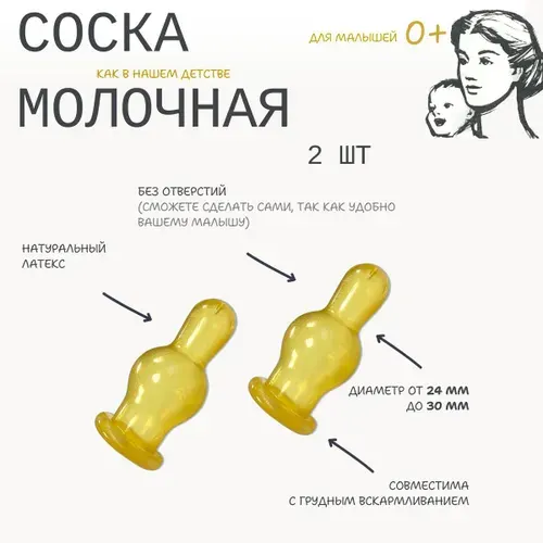 Соска молочная на бутылочку ( 2 шт.)