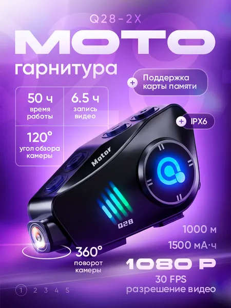 Мотогарнитура Svendsen Q28-2X, с камерой, Bluetooth, шумоподавление, черная
