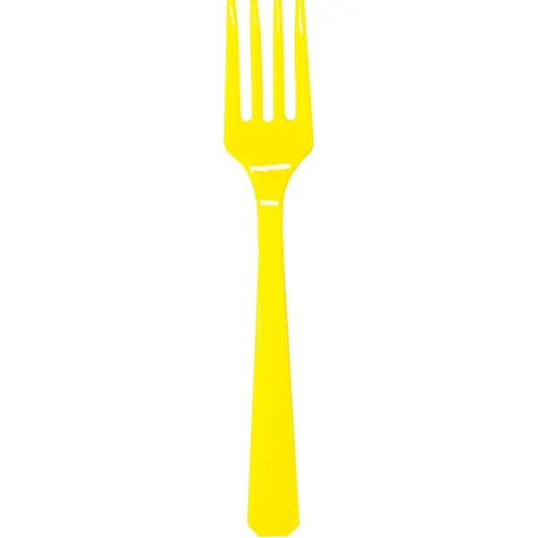 Вилка пластиковая Yellow Sunshine, желтая, 20 штук
