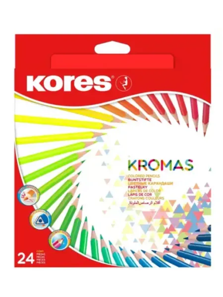 Карандаши цветные 24 цвета 3-гранные Kores