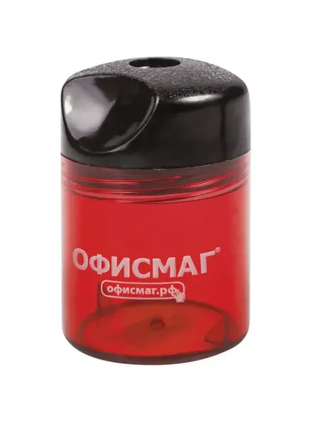 Точилка ОФИСМАГ с контейнером красная пластиковая 1 шт