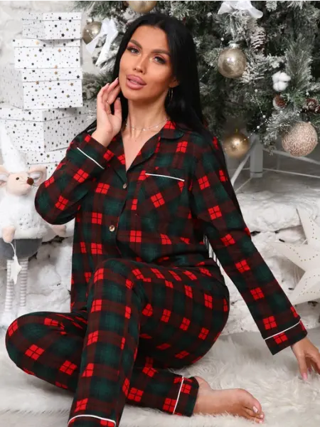 Пижама в клетку со штанами костюм домашний ilookhome