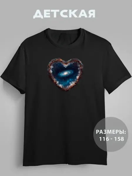 Футболка детская летняя с принтом Сердце Галактика GRAFFIX
