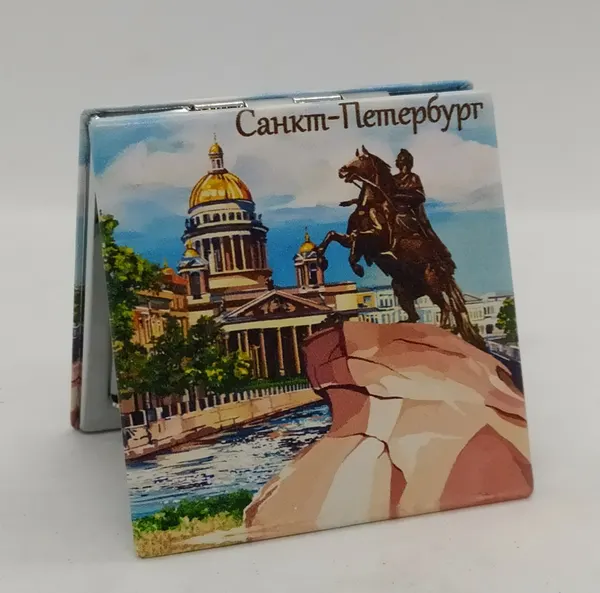 Зеркало кожаное "Санкт-Петербург, Исаакий-Всадник"