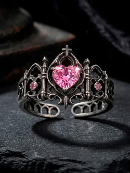 Кольцо бижутерное готическое сердце регулируемое DESIGNER JEWERLY