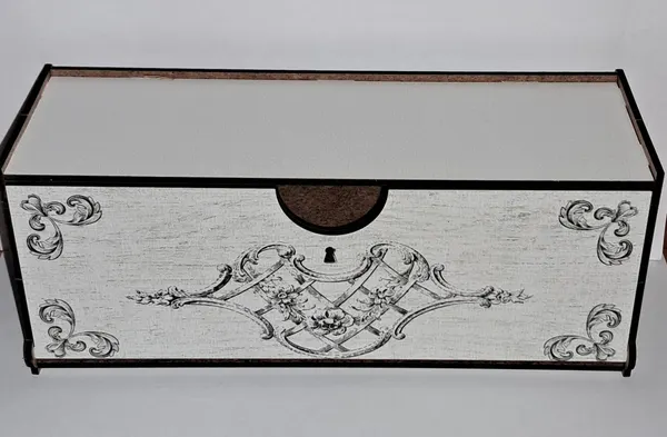 Шкатулка дерево лхдв, 3 отделения, 23.5 x 8.5 x 9.5 см, белая