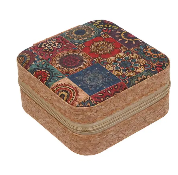 Шкатулка для украшений, 9,5x9,5x5 см, ПВХ, дизайн "Квадраты"