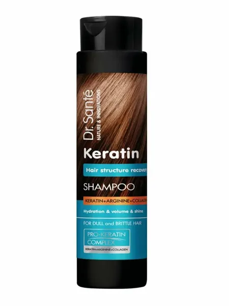 Кератиновый шампунь Dr.Sante Keratin с аргинином и коллагеном, для всех типов волос, 900 мл.
