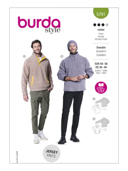 Выкройка 5791 Мужской свитер burda