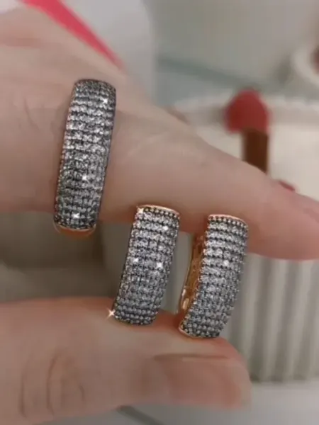 DIAMOND COLLECTION Набор бижутерии серьги и кольцо дорожка