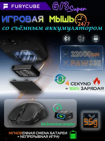 Furycube Игровая мышь беспроводная G13S игровая мышь со съём