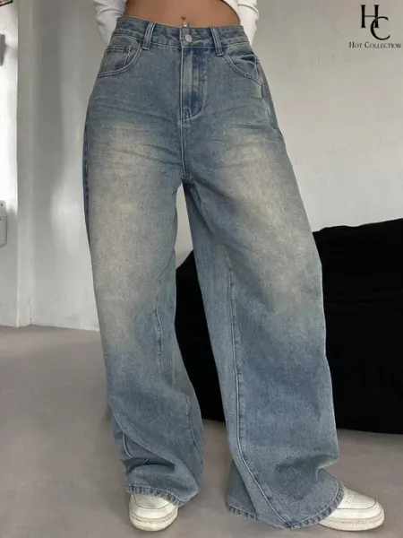 Hot Collection Джинсы прямые широкие трубы