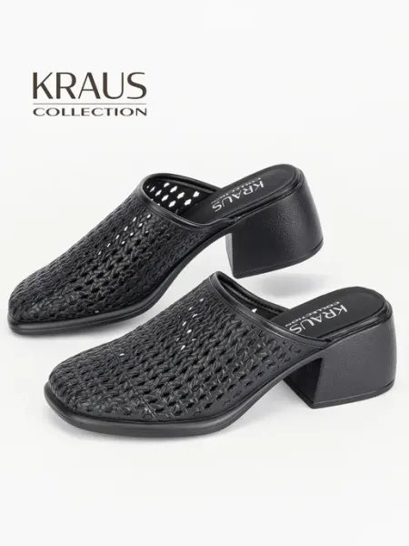 KRAUS Collection Сабо женские кожаные на каблуке с закрытым носом