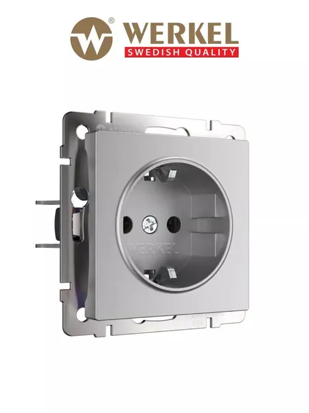 Встраиваемая розетка с заземлением Werkel W1171006, цвет серебряный