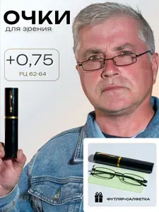 Очки в футляре имиджевые с диоптриями +0,75 женские для зрения, компьютерные