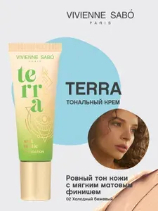 Vivienne Sabo Тональный крем Terra мягкий матовый финиш, тон 02 холодный бежевый, 23 мл