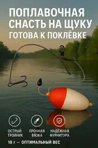 Снасть на щуку поплавочная живцовая 10 г готовая оснастка с тройником