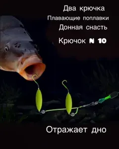 Донная снасть на карпа, два поплавка, крючок 10