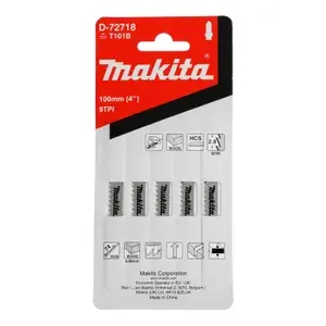 Лобзиковая пилка для твердого дерева Makita D-72718 Finish 100х1.2х9TPI, 5 шт.