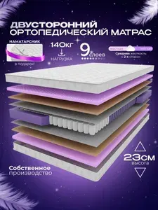 Ортопедический пружинный матрас VITAFLEX Medicine GSk + Наматрасник В ПОДАРОК 100х195 см, ппу, с кокосом, средней жетскости, двусторонний, в рулоне + подарок водонепроницаемый наматрасник