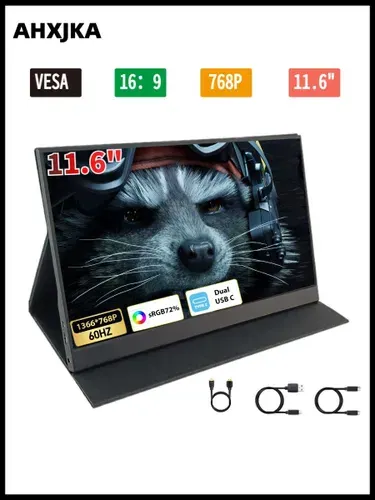 AHXJKA 11.6" Монитор (S116-768-P), TN, 1366x768 HD, 60 Гц, черный, черно-серый