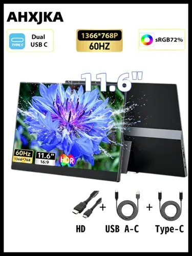 AHXJKA 11.6" Монитор (S116-768-Z), TN, 1366x768 HD, 60 Гц, черный