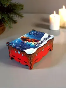 Шкатулка деревянная новогодняя 13*8*5 см