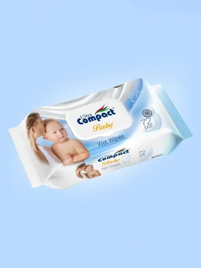 ULTRA COMPACT детские влажные салфетки (с нежным лосьоном) 72шт