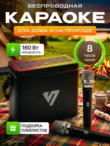 Караоке система с двумя беспроводными микрофонами, 160 Вт