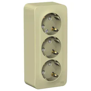 2 шт. Systeme Electric Blanca наружная Бежевая Розетка 3-ая с/з со шторками, изолир. пластина 16А, 250В, BLNRA011317