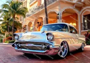 Иконический автомобиль "Chevrolet Bel Air" 1957 года. 21х30 см. Постер А4_033.