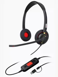 VoiceXpert VXH-500D проводная USB-гарнитура (2 динамика, USB-A / USB-C, регулировка громкости, Mute)