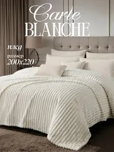 Carte Blanche Плед 200х220, Покрывало на кровать на диван мягкий велсофт