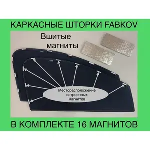 Каркасные автомобильные шторки с встроенными магнитами 16 штук для VOLKSWAGEN POLO LIFTBACK, 6 поколение, 2020-2024 года на передние стекла с затемнением 90-95%