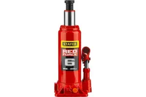 Бутылочный гидравлический домкрат STAYER RED FORCE, 6т, 216-413 мм (43160-6)