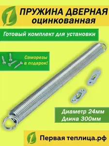 Пружина дверная возвратная длина 300мм, диаметр 24мм (оцинкованная)