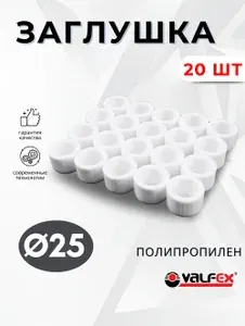 Заглушка полипропиленовая 25 белая PPR (Valfex) 20шт.