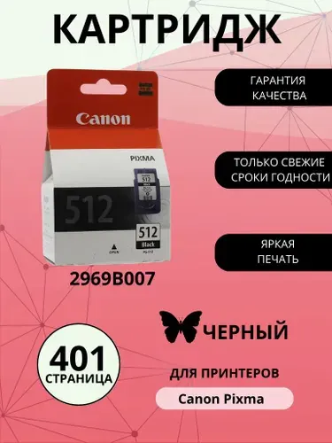 Картридж CANON PG-512, черный (Black), увеличенный, для струйного принтера (2969B007)
