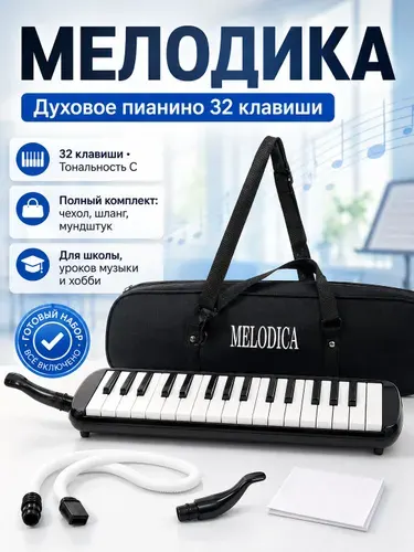 Мелодика 32 клавиши духовой музыкальный инструмент пианика в школу