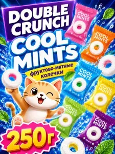 Конфеты мятные освежающие Cool Mint 250 гр Double Crunch