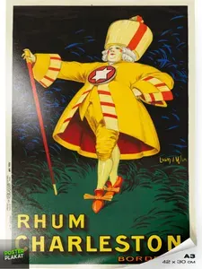 Постер на кухню винтажный, рекламный плакат рома Rhum Charleston, ретро постер на стену для интерьера, А3 (420х297 мм), ПП