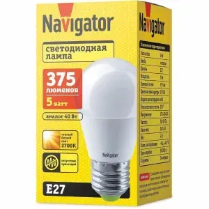 Лампа LED Navigator 94 477 NLL-P-G45-5-230-2.7K-E27