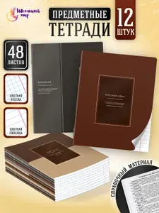 Набор предметных тетрадей "Школьный мир", 12 штук, 48 листов, в клетку, 70 г/м "Рамки"