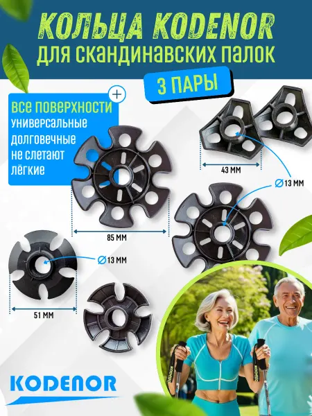 KODENOR Кольца ограничительные CORDENO для скандинавских палок