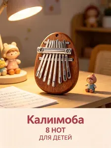 Пальчиковое пианино терменвокс, мини-музыкальный инструмент с 8 тонами, милые клавиши, портативный деревянный барабан, калимба для детей с веревкой