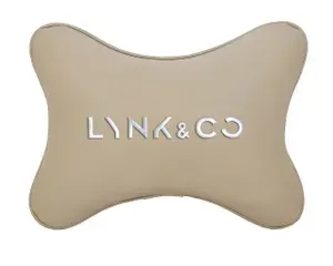 Подушка на подголовник автомобильная бежевая экокожа LINK&CO