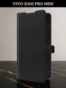 Чехол-книжка на Vivo X200 Pro mini (Виво Х200 Про мини) противоударный с магнитом, черный