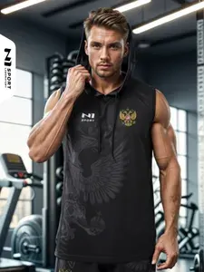 Майка N1Sport с капюшоном мужская спортивная, футболка без рукавов